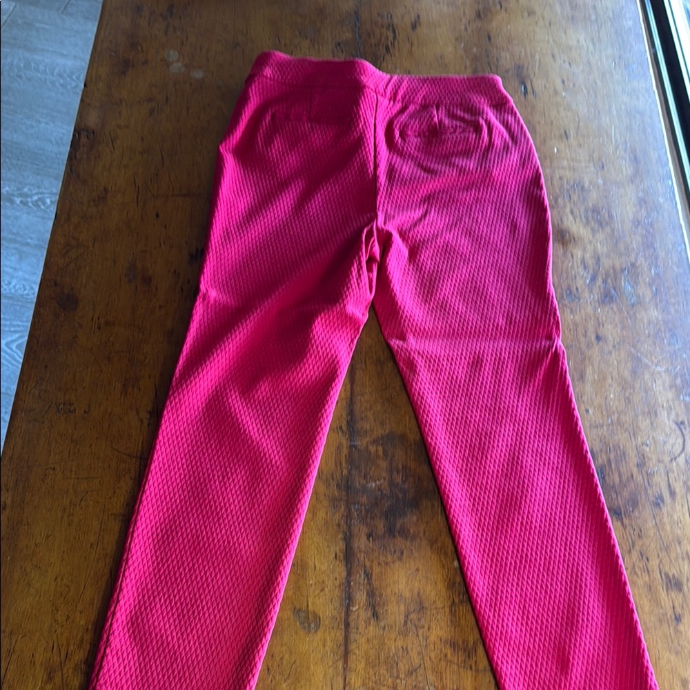 Kids Red Textured Pants - Picture 3 of 3